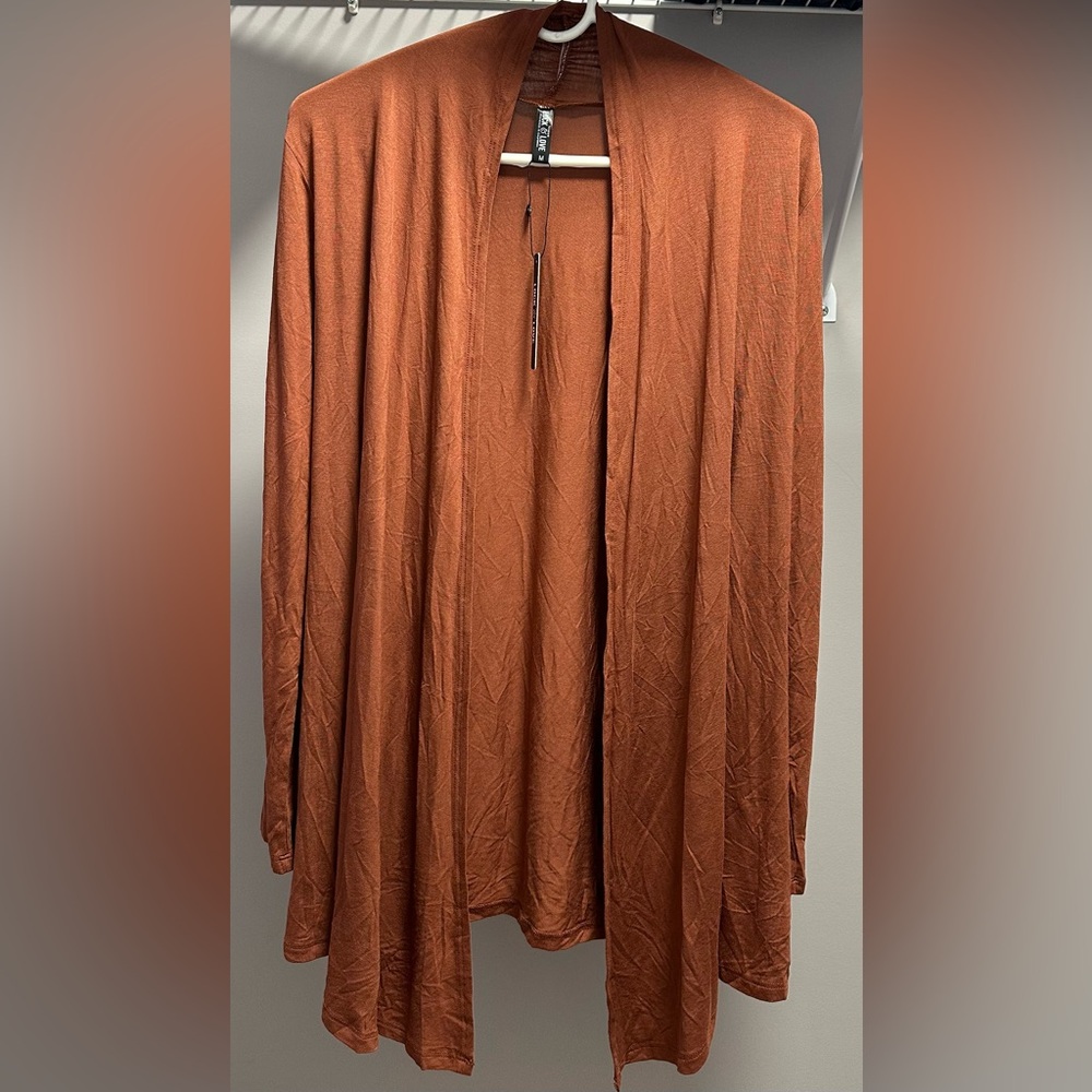 LOCK & LOVE size MEDIUM long sleeved, open front, rust cardigan. NWT.